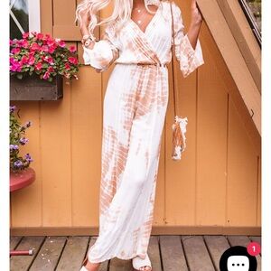 Sweet Remark Embellished Tie Dye Jumpsuit NWOT